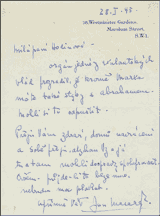 Obrzek 12 - Dopis J. Masaryka Anece Hodinov-Spurn z 28. 1. 1945. NA, AHS