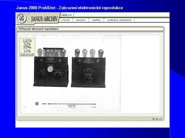 Janus, intranet, zobrazen� reprodukc� archiv�li�.