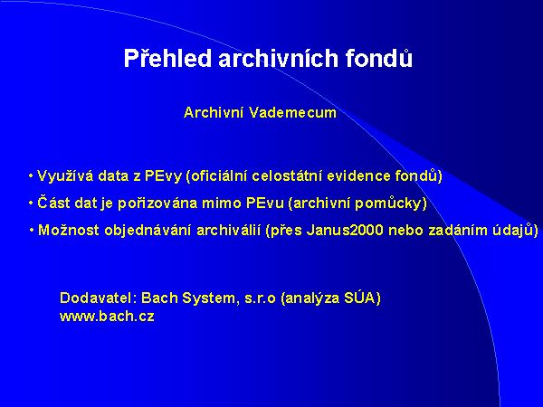 P�ehled archivn�ch fond� - Archivn� Vademecum.