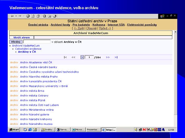 P�ehled archivn�ch fond� - Archivn� Vademecum.