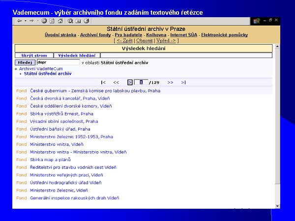 P�ehled archivn�ch fond� - Archivn� Vademecum.